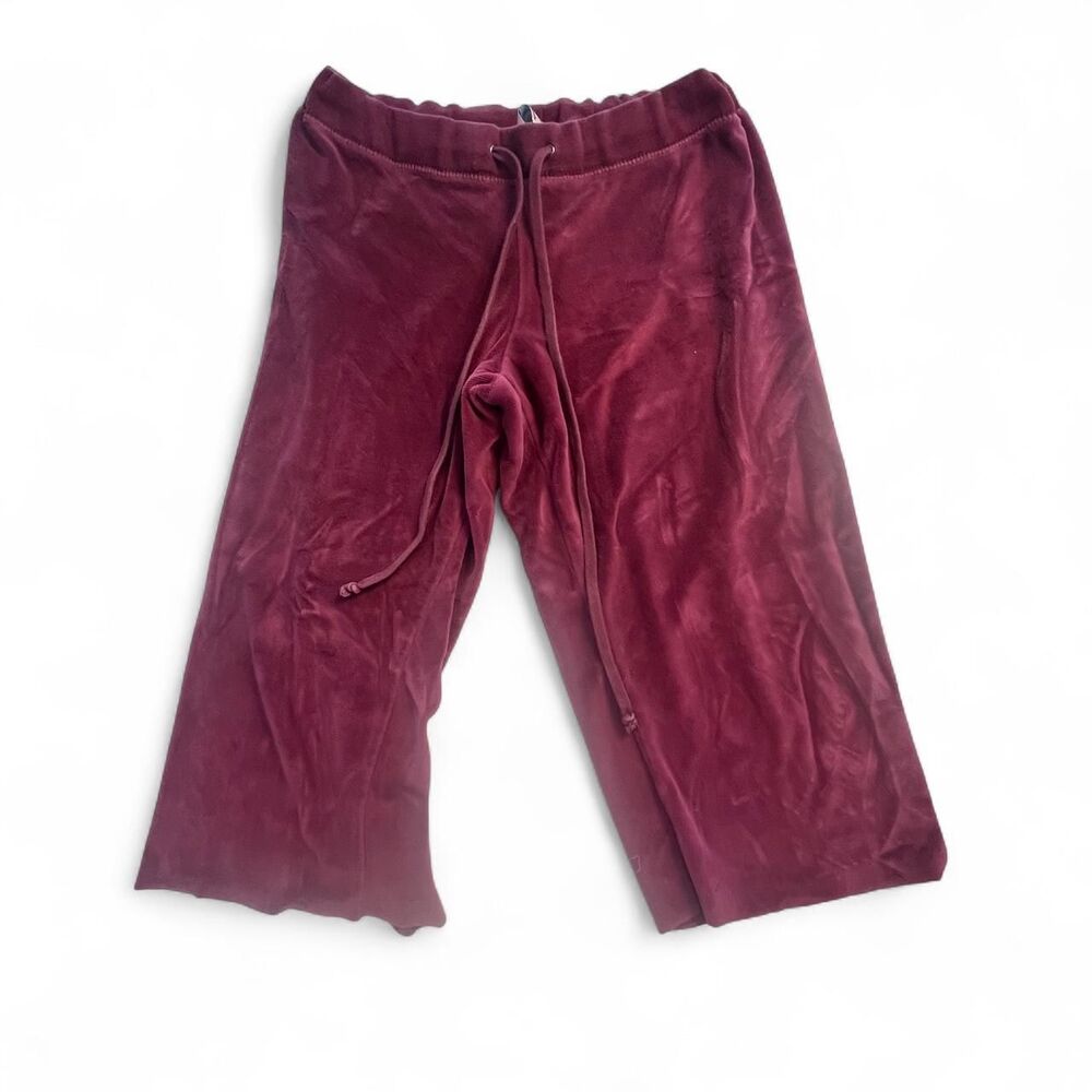 Steve & Barry’s Burgundy Velour Capri Sweatpants Women’s L Drawstring Pockets